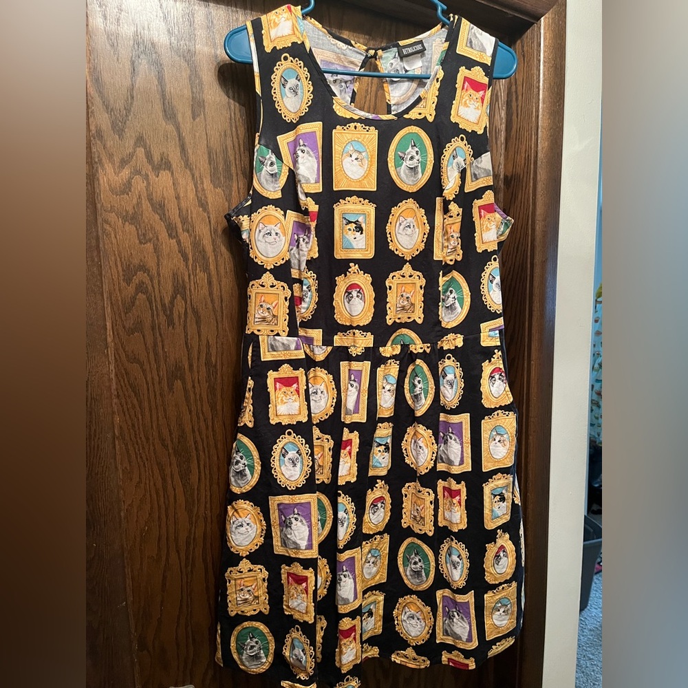 Retrolicious Modcloth Cat Portrait Dress 1X